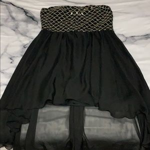 Black and Gold High-Low Dress